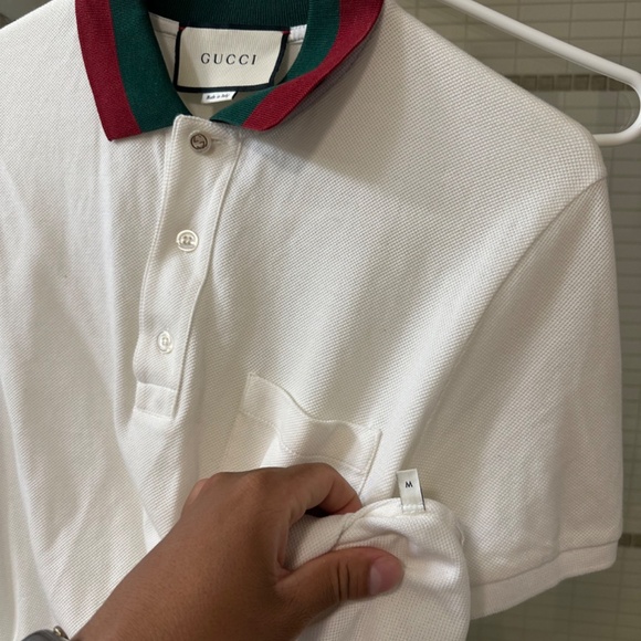 Gucci White Polo Shirt with Red and Green Collar - Picture 4 of 4